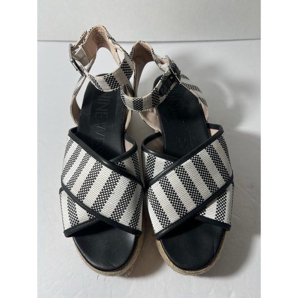 Nine West Black and White Striped Women's Sandals - Picture 1 of 8